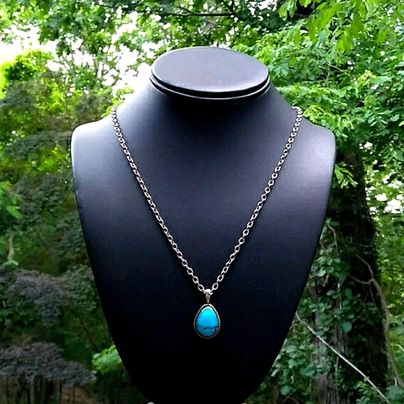 Signed Native American Turquoise Sterling PENDANT - VINTAGE - Picture 5 of 16